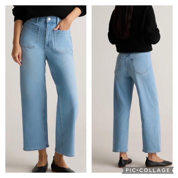 Quince Denim - Quince Bella Stretch Patch Pocket Wide Leg Jeans Size 27